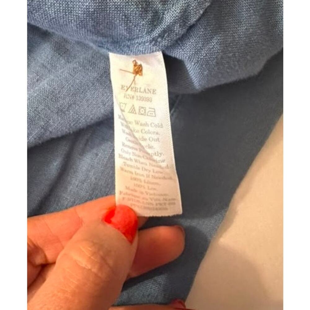 Everlane The Linen Workwear Shirt in Deep Blue Boxy and Oversized sz. XXS - Picture 7 of 8